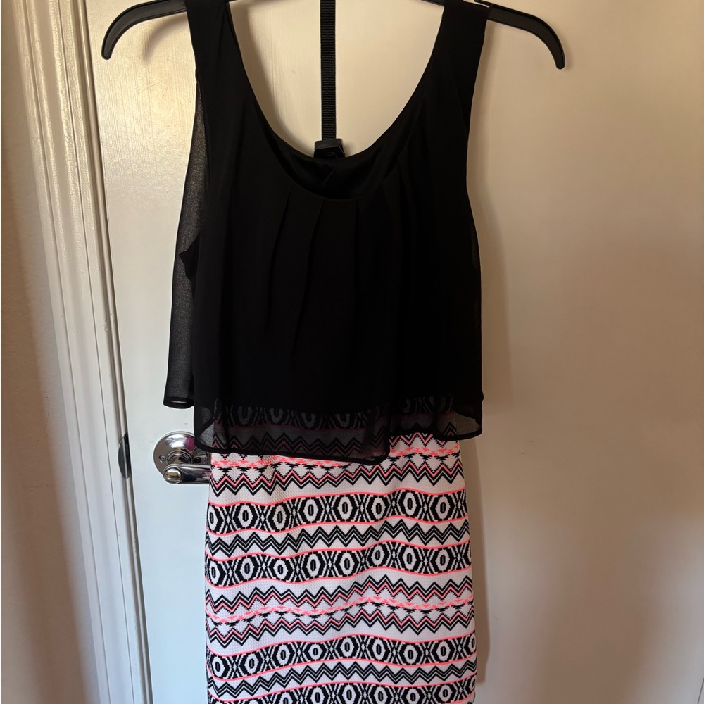 Black and Pink Sleeveless Dress